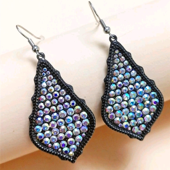 Iridescent Rhinestone Earrings - Picture 1 of 5